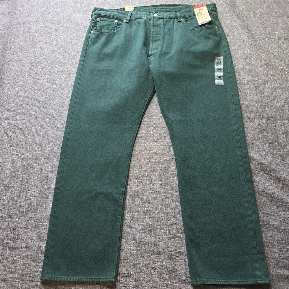Levis 501 Original Fit Jeans Green 40x30 Straight Leg Button Fly Mens NWT